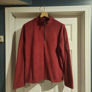 Horny Toad & Co Fleece Jacket Mens Large Red 1/4 Zip Lightweight Pullover Hiking